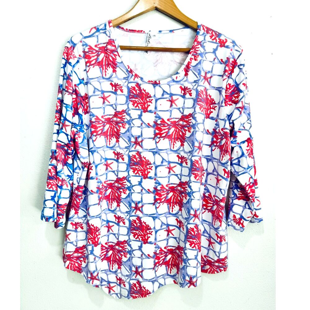 Lulu B t shirt 3/4 sleeves shirt colorful summer outdoor sport casual women 1X